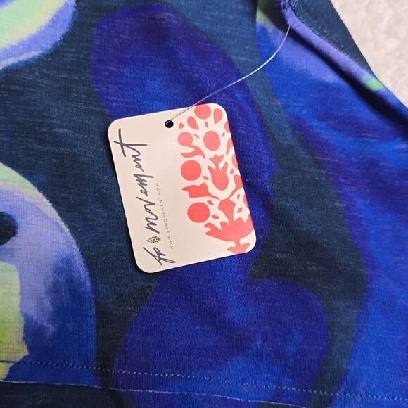 1232 NWT Free People Movement Tempo Printed Tank Running Grisaille Combo - Picture 5 of 6